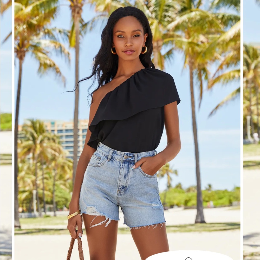 Vici dorotea ruffle one shoulder top